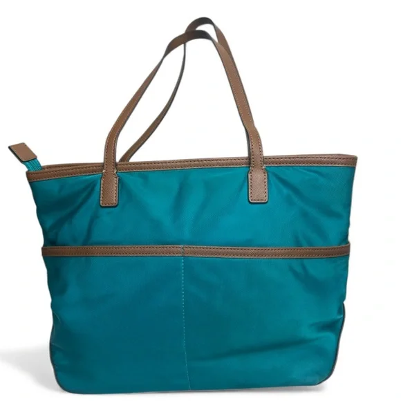 Michael Kors Teal and Brown Tote Bag - Picture 2 of 16